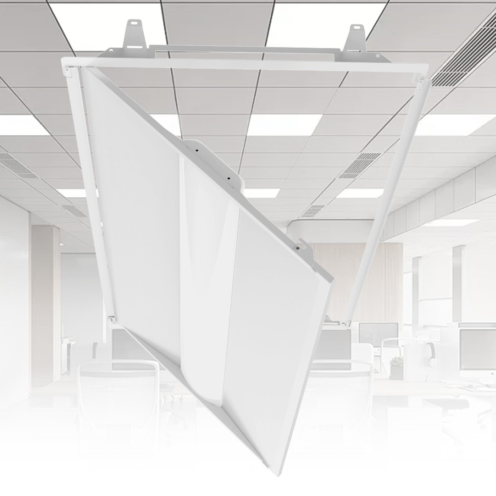 2x4 FT LED Troffer Rerofit Kit- Watts 35-30-25 - Kelvin 3500-4000-5000 - Wattage & CCT Selectable - Microwave and Bluetooth Ready- 4 Pack Gielight