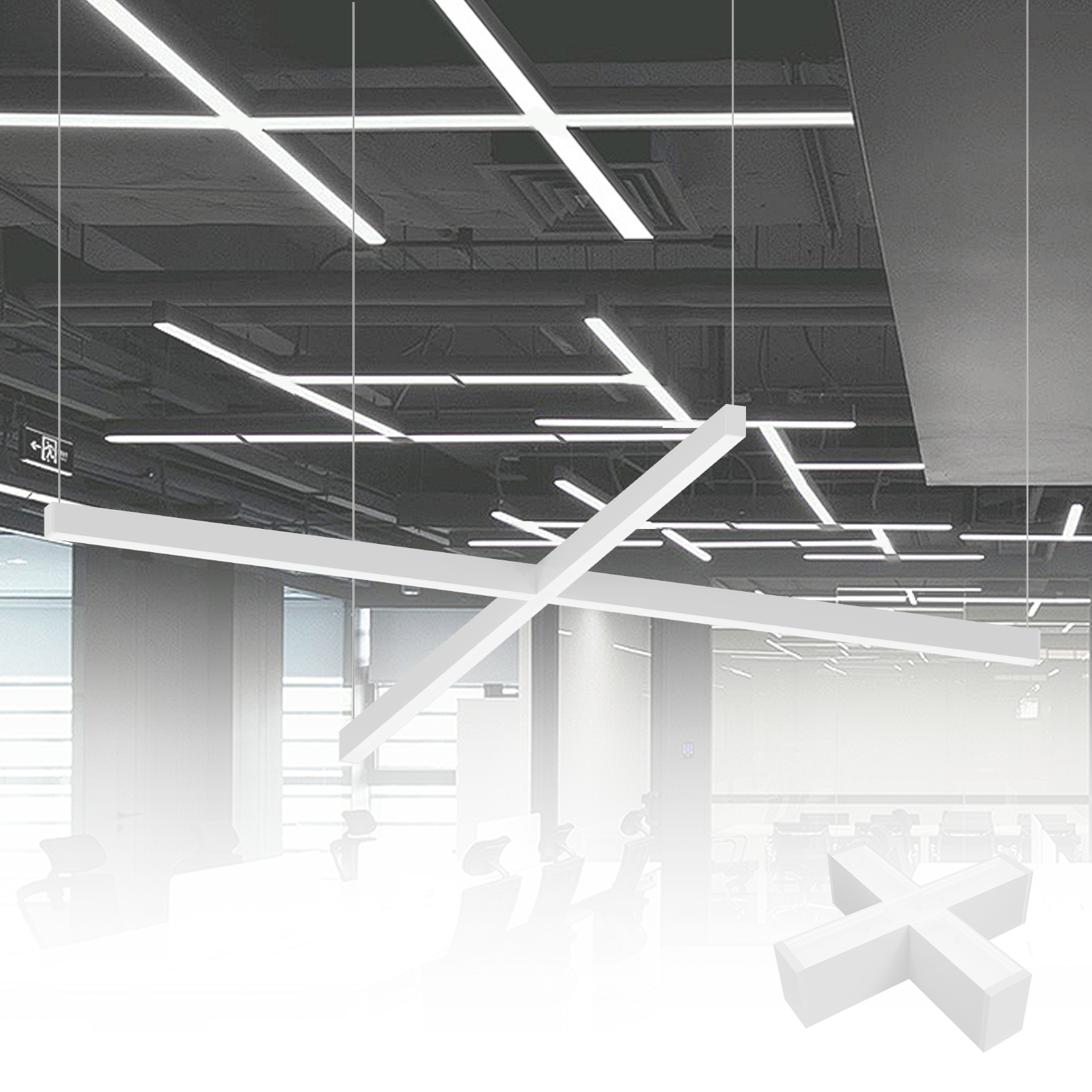 8 FT LED Linear Hanging (Suspended) Light - 80W - Second Generation Gielight